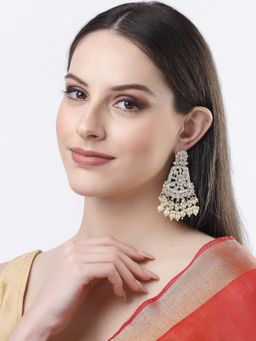 Gahan - Women Gold-Plated Kundan Drop Earrings