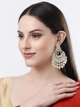 Gahan - Women Gold-Plated Kundan Chandbali Earrings