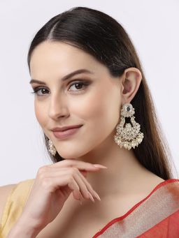 Gahan - Women Gold-Plated Kundan Drop Earrings