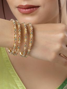 Gahan - Women Pack of 4 Gold-Plated Beads Handcrafted Traditional Bangles