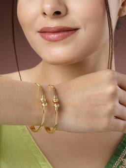 Gahan - Women Pack of 2 Gold-Plated Handcrafted Bangles (Adjustable)