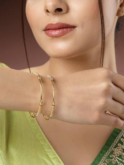 Women Pack of 2 Gold-Plated Handcrafted Traditional Bangles