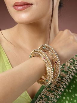 Gahan - Women Pack of 2 Gold-Plated Kundan Traditional Bangles