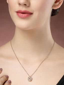 Gahan - Women Rose Gold Heart Shape American Diamond Metal Chain