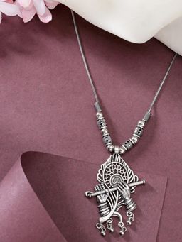 Gahan - Women Silver-Toned German Silver Oxidised Pendant With Chain