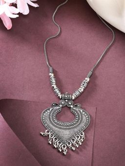 Gahan - Women Silver-Toned German Silver Oxidised Pendant With Chain