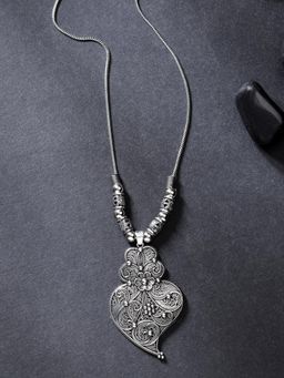 Gahan - Women Silver-Toned German Silver Oxidised Pendant With Chain