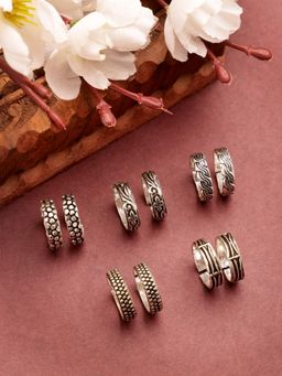 Gahan - Women Pack of 5 Silver-Plated German Silver Toe Ring (Adjustable)