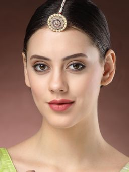 Gahan - Women Gold-Plated Cz Stone-Studded Borla Maang Tikka