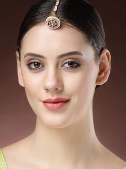 Gahan - Women Gold-Plated Cz Stone-Studded Borla Maang Tikka