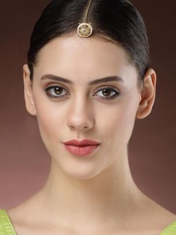 Gahan - Women Gold-Plated Cz Stone-Studded Borla Maang Tikka