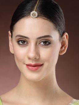Gahan - Women Gold-Plated Cz Stone-Studded Borla Maang Tikka