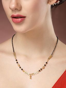 Gahan - Women Short Mangalsutra Designs Gold Plated & Black Beaded Mangalsutra