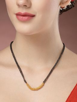 Gahan - Women Gold-Plated Black Beaded Mangalsutra