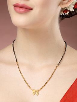 Gahan - Women Gold-Plated Black Beaded Mangalsutra