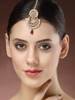 Gahan - Women Gold-Plated Cz Stone-Studded Maang Tikka