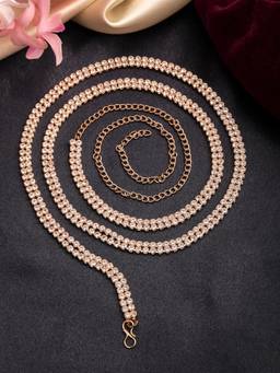 Gahan - Womens Rose Gold-Plated Ad-Studded Double Layered Kamarbandh Waist Chain