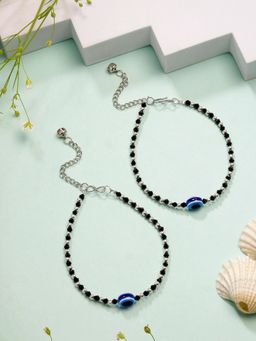 Gahan - Womens Silver-Plated Evil Eye Artificial Beads Anklet