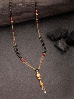 Gahan - Womens Gold-Plated Artificial Stones Studded & Beaded Mangalsutra