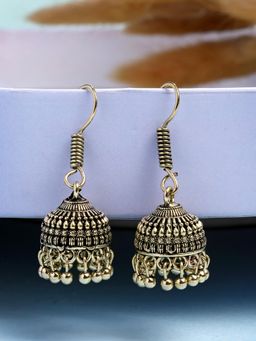 Gahan - Women Gold Plated Traditional Oxidized Jhumka Earrings