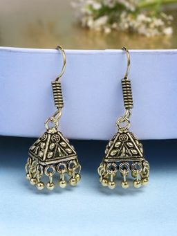 Gahan - Womens Oxidized Gold Plated Jhumka Earrings