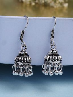 Gahan - Womens Traditional Silver Plated Oxidized Jhumka Earrings