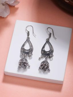 Gahan - Women Silver Plated German Silver Jhumka Earrings