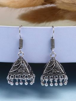 Gahan - Womens Oxidized Silver Plated Jhumka Earrings