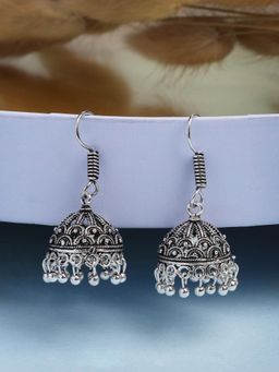 Gahan - Women Silver Plated German Silver Jhumka Earrings