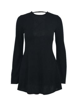 Outzidr - High Neck Bell Sleeves Mini Party Dress