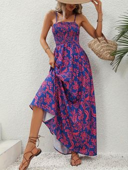 Outzidr - Blue Strappy Maxi Vacay Dress