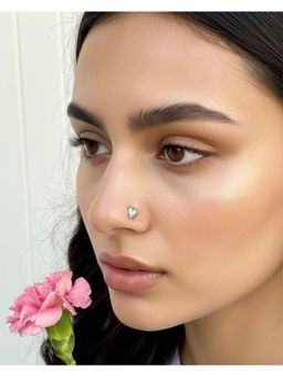 Boldiful - Heart Silver Nose Pin
