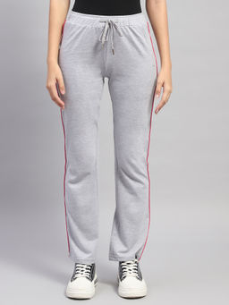 Monte Carlo - Womens Grey Solid Cotton Blend Regular Fit Trackpant