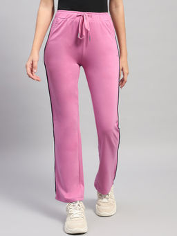 Monte Carlo - Womens Pink Solid Cotton Blend Regular Fit Trackpant
