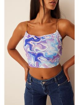 NA-KD - Chain Strap Top Swirl Print