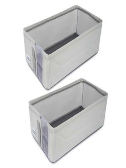 House of Quirk - Foldable Storage Containers with Mesh Window for Organizing Clothes - Grey (Set of 2)
