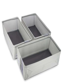 House of Quirk - Foldable Storage Containers with Mesh Window for Organizing Clothes - Grey (Set of 3)