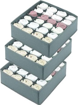 House of Quirk - 24 Cell Collapsible Closet Clothing Organizer Underwear Storage Boxes - Grey