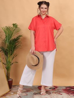 Qurvii - Red Cotton Regular Shirt