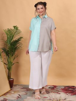 Qurvii - Contrast Cotton Regular Shirt