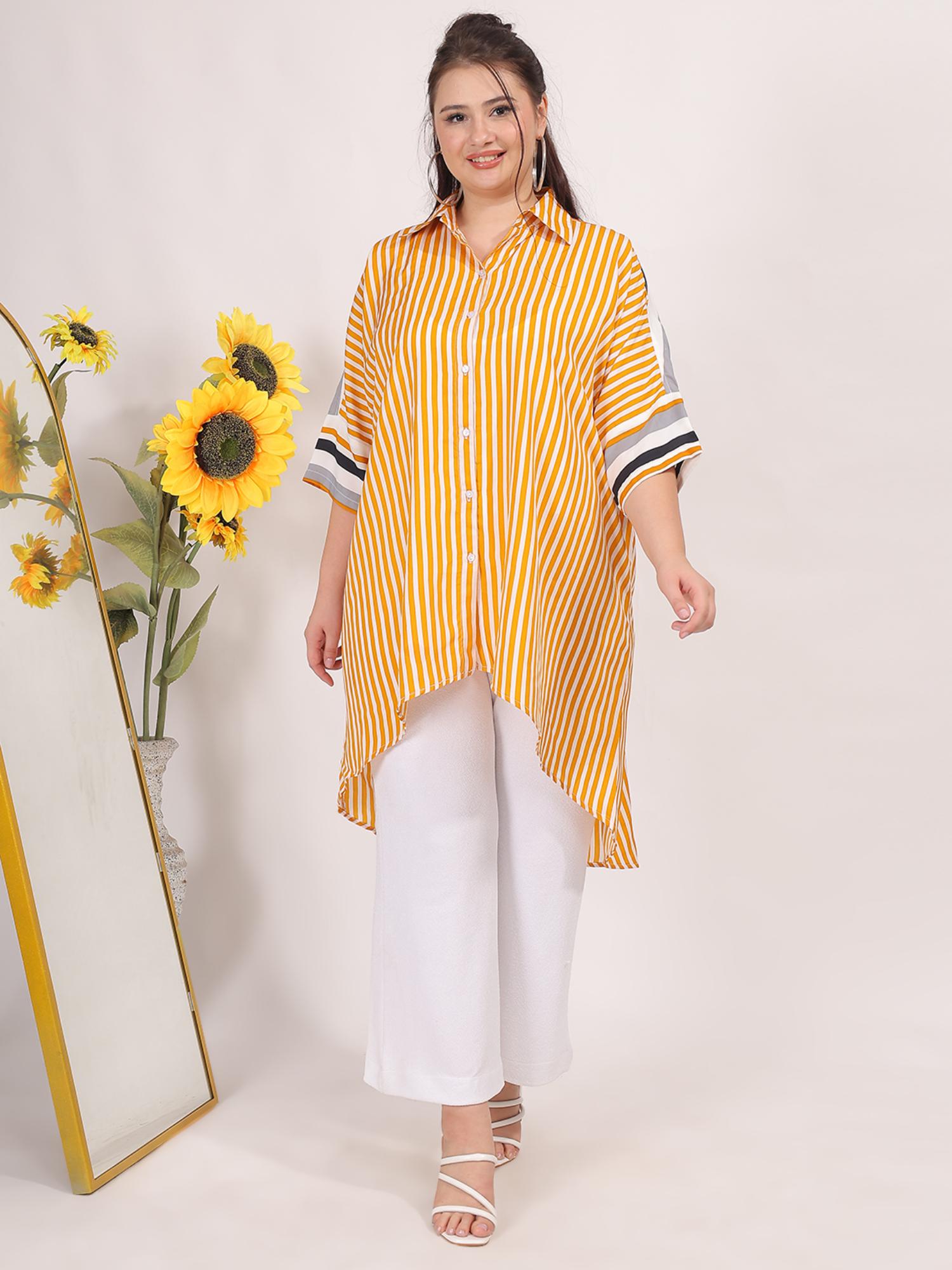 qurvii Yellow Stripe Oversized Shirt-picture-43