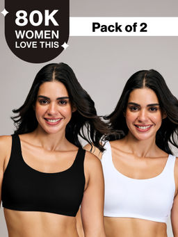 Nykd by Nykaa - Soft Cup Easy Peasy Slip-on Bra with Full Coverage NYB113 PO2 Black & White