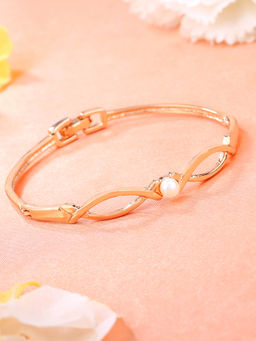 Estele - Rose Gold Plated Pearl Studded Cuff Bracelet for Girls and Women