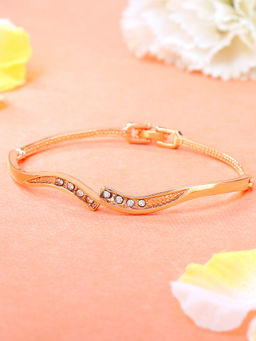 Estele - Rose Gold Plated Classic Designer Bracelet with White Crystals for Women