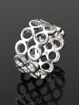 Estele - Silver Plated Mesh Designer Finger Ring for Women