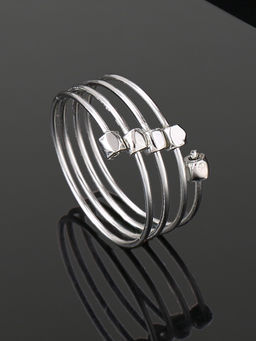 Estele - Silver Plated Twisted Loop Finger Ring for Women