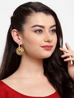 Anika's Creations - Anika's Creation Floral Design Pearl Studded Chandbali Earrings