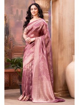 MEENA BAZAAR Since 1970 - Mauve Tissue Silk Zari Woven Saree