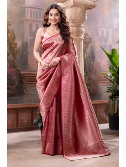 MEENA BAZAAR Since 1970 - Rani Color Zari Woven Tissue Silk Saree