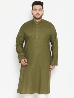 Vastramay - Men Mint Green Cotton Blend Kurta